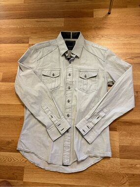 7 Diamonds Light Gray Men's Button-Down Shirt
